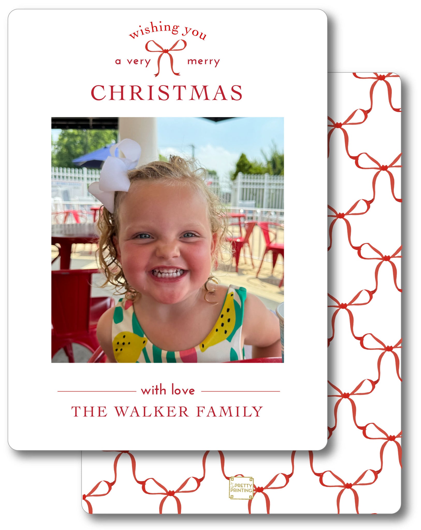 Holiday Photo Card Watercolor Red Bows