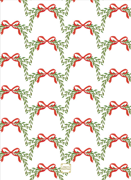 Holiday Photo Card Watercolor Bow Red & Greenery