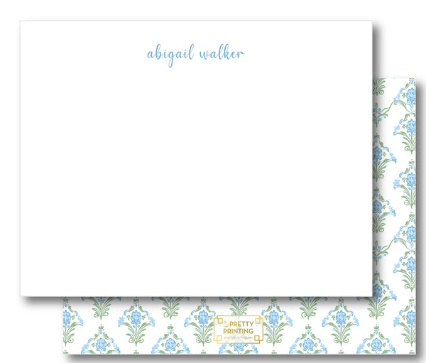 Notecard Double Sided - Block Print Blue and Green