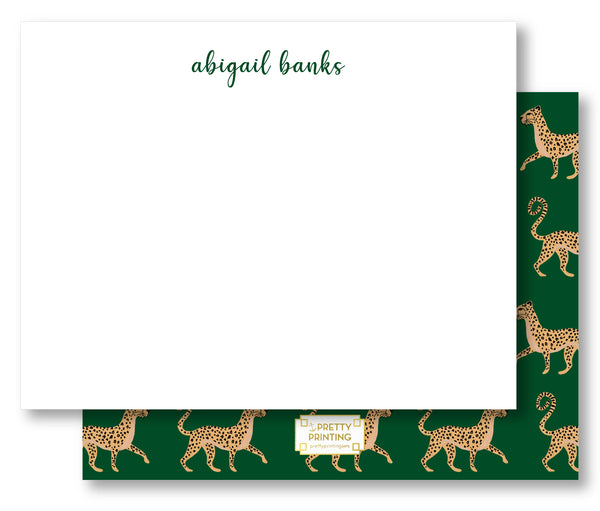 Notecard Double Sided - Cheetah Pattern Green