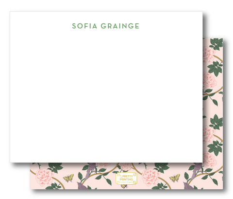 Notecard Double Sided - Chinoiserie Pink + Green
