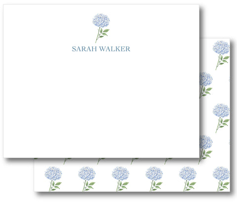 Notecard Double Sided - Blue Hydrangea Pattern