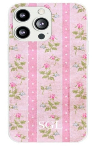Phone Case - Loveshackfancy inspired Preppy Pink Floral with Stripes