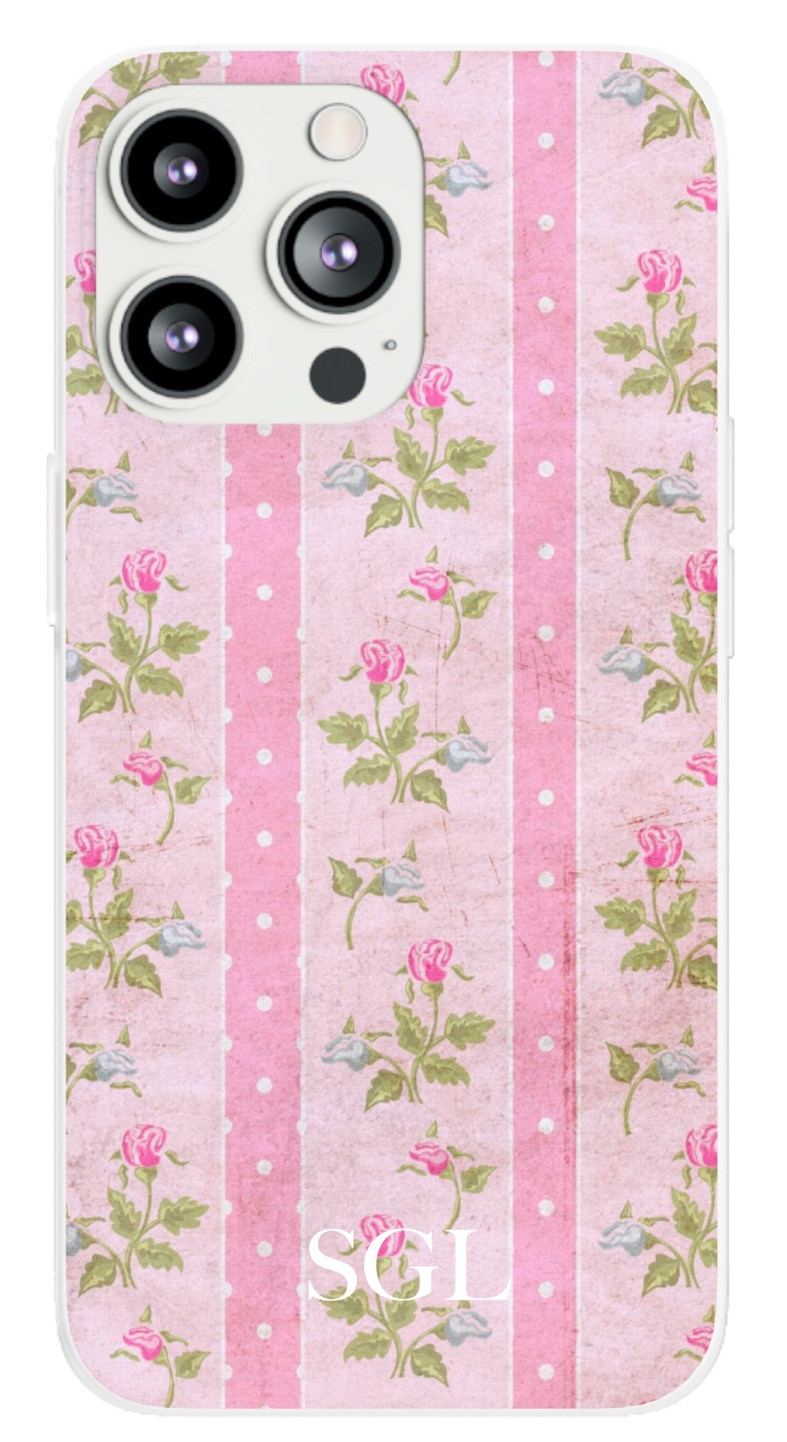 Phone Case - Loveshackfancy inspired Preppy Pink Floral with Stripes