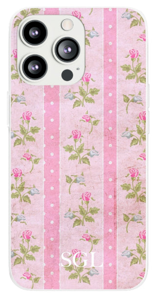 Phone Case - Loveshackfancy inspired Preppy Pink Floral with Stripes
