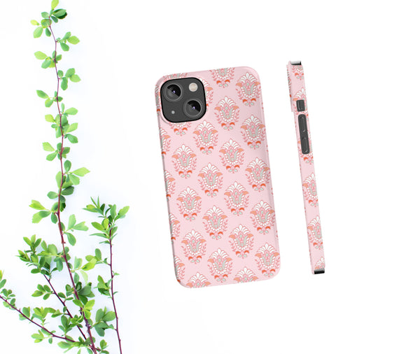 Preppy Boho Chic in soft pinks , Chinoiserie iphone case, Samsung,  Phone Case Slim and Sleek, Classic, Impact Resistant Shell