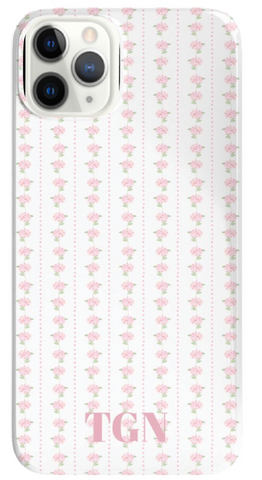 Phone Case - Pink Hydrangea Dot Stripe