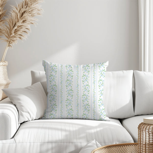 Chinoiserie Blue and White Vine Print Pillow Cover with Zip Closure - Cover Only - Insert not included