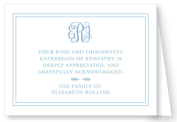 Sympathy Acknowlegement - Monogram Script Simple