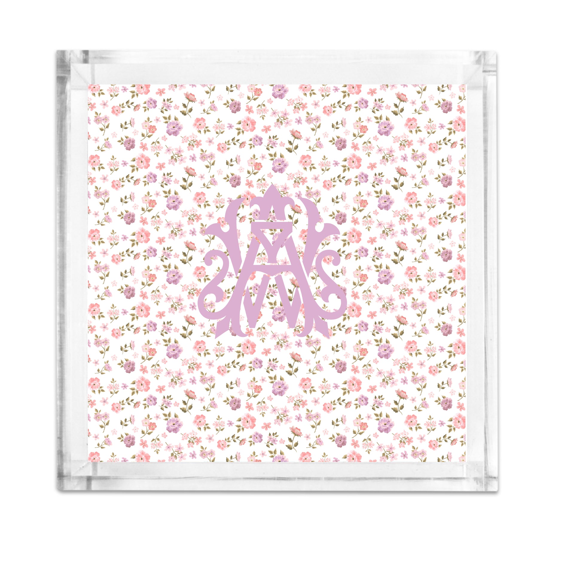 Lucite Tray - Preppy Loveshack inspired floral white