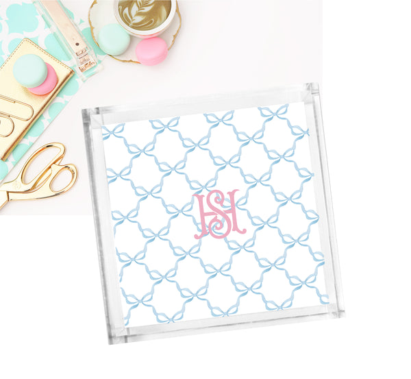 Lucite Tray - Preppy Loveshack inspired Preppy Blue Bows