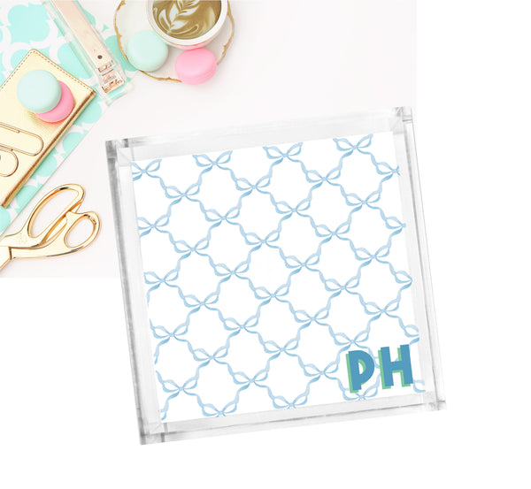 Lucite Tray - Preppy Loveshack inspired Preppy Blue Bows