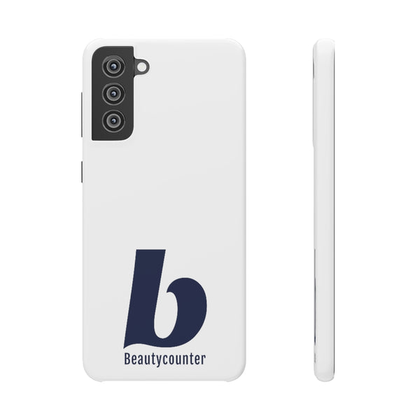 SLEEK Version Pretty Printing X Beautycounter Phone Case White with Navy Logo