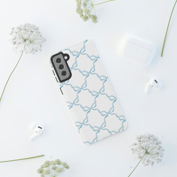 iPhone Tough Case Preppy Watercolor Bow Pattern Blue