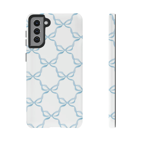 iPhone Tough Case Preppy Watercolor Bow Pattern Blue