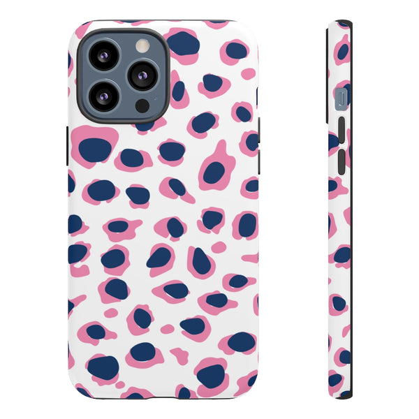 TOUGH Version Pretty Printing X Beautycounter Limited Edition Case Preppy Leopard Spots in Pink and Navy