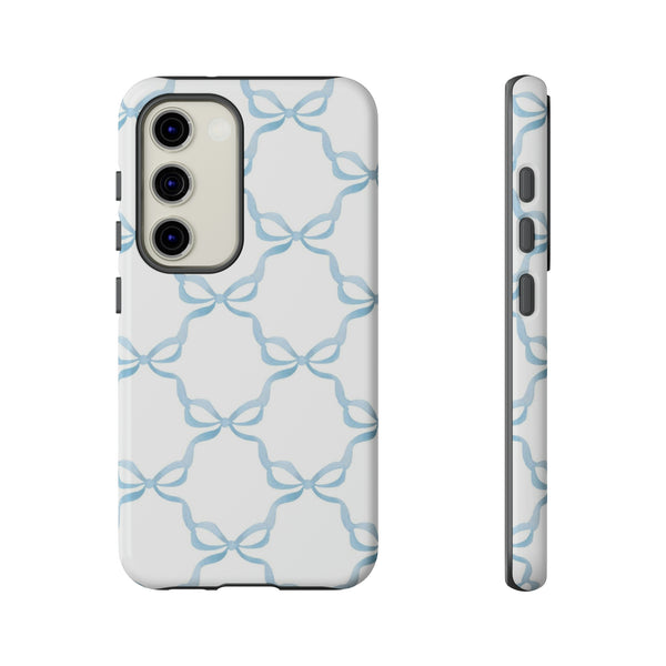 iPhone Tough Case Preppy Watercolor Bow Pattern Blue