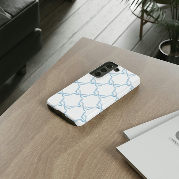 iPhone Tough Case Preppy Watercolor Bow Pattern Blue