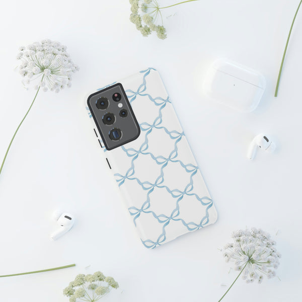 iPhone Tough Case Preppy Watercolor Bow Pattern Blue