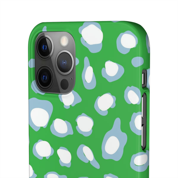 Preppy Leopard Kelly Green + Aqua Spots Protective Phone Case