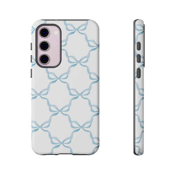 iPhone Tough Case Preppy Watercolor Bow Pattern Blue