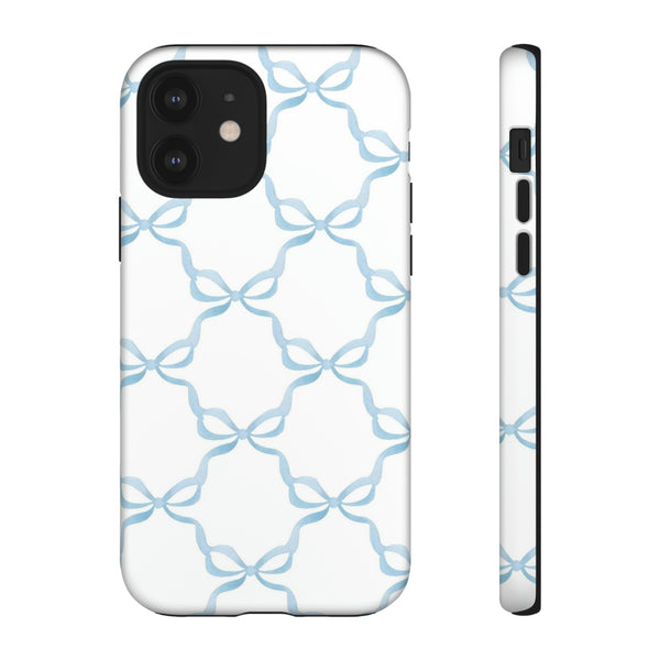 iPhone Tough Case Preppy Watercolor Bow Pattern Blue