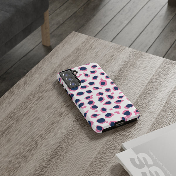 TOUGH Version Pretty Printing X Beautycounter Limited Edition Case Preppy Leopard Spots in Pink and Navy