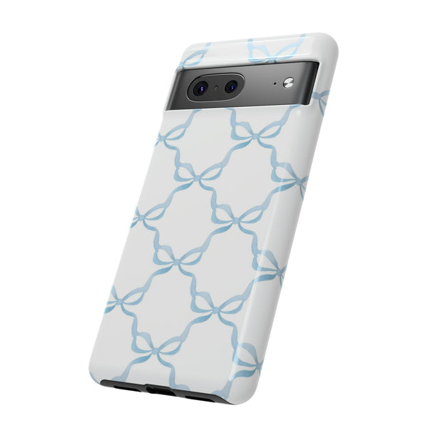iPhone Tough Case Preppy Watercolor Bow Pattern Blue