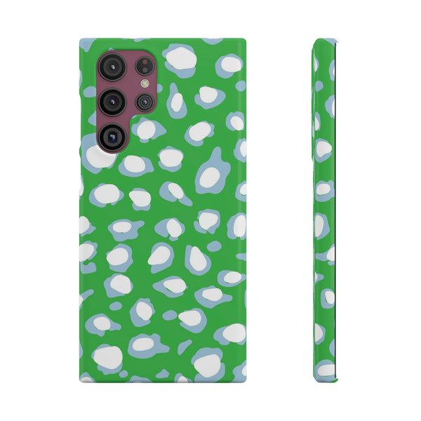 Preppy Leopard Kelly Green + Aqua Spots Protective Phone Case