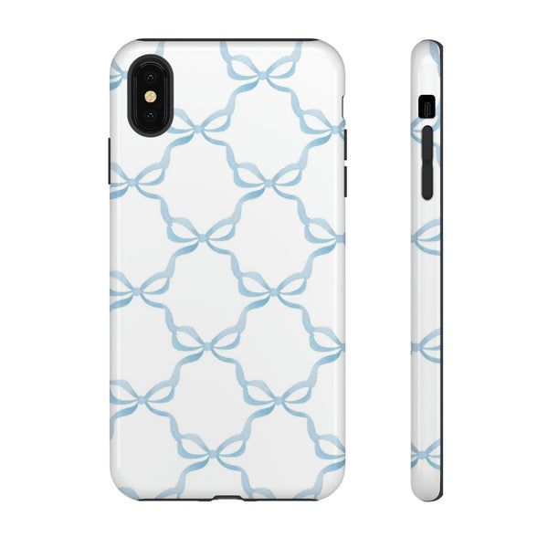 iPhone Tough Case Preppy Watercolor Bow Pattern Blue