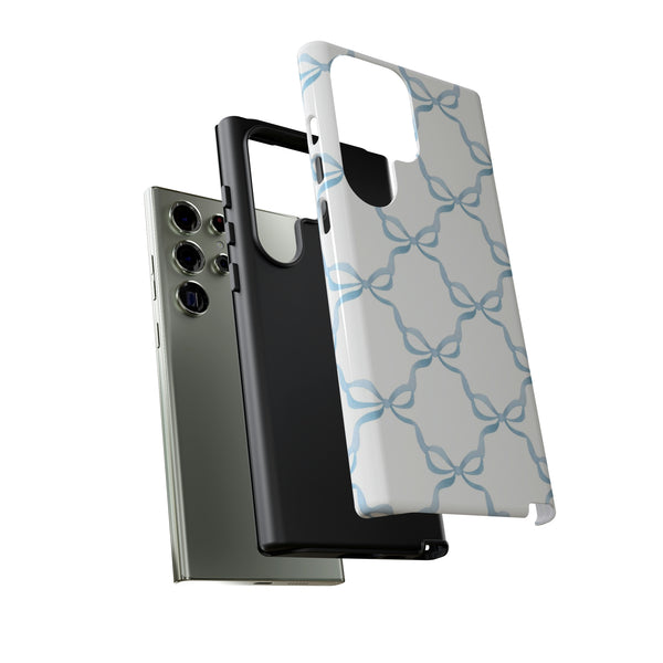 iPhone Tough Case Preppy Watercolor Bow Pattern Blue