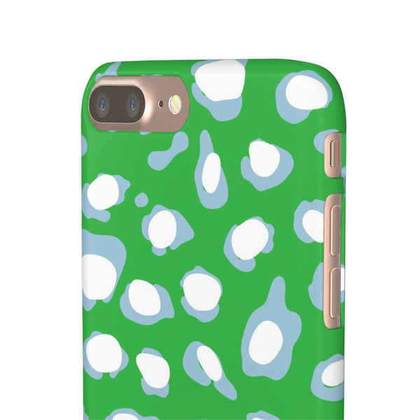 Preppy Leopard Kelly Green + Aqua Spots Protective Phone Case