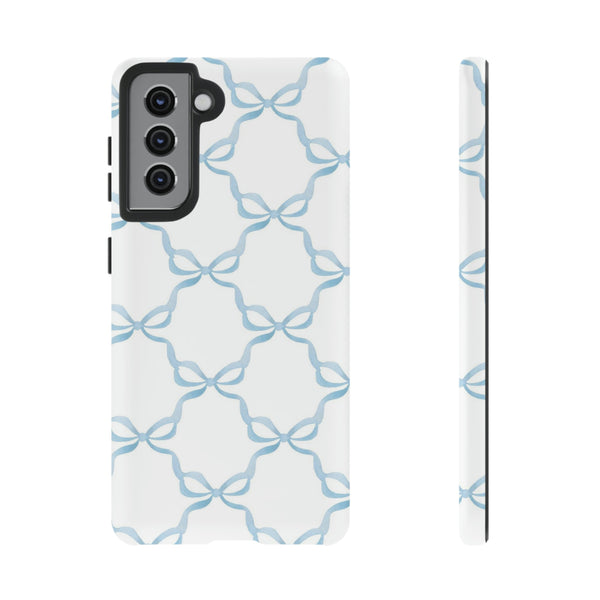 iPhone Tough Case Preppy Watercolor Bow Pattern Blue