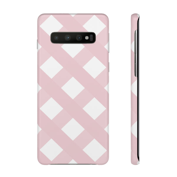 Gingham Blush + White Phone Case