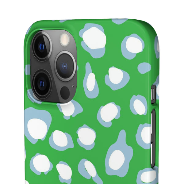 Preppy Leopard Kelly Green + Aqua Spots Protective Phone Case