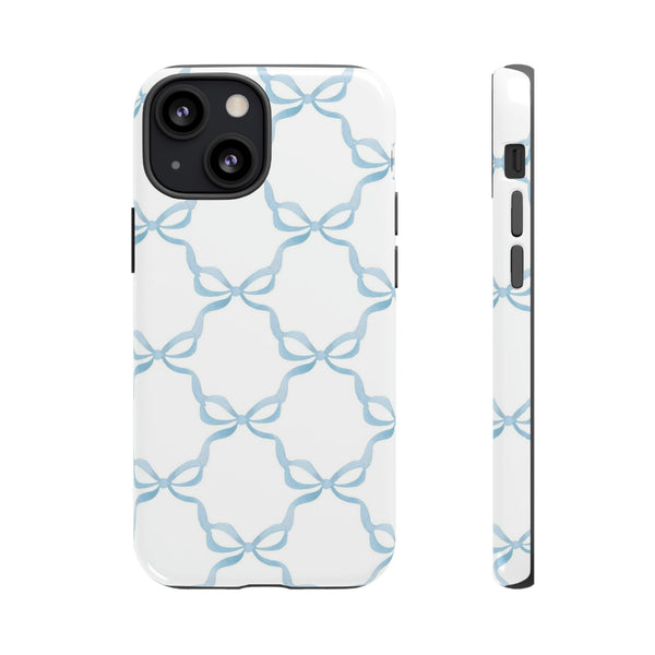 iPhone Tough Case Preppy Watercolor Bow Pattern Blue