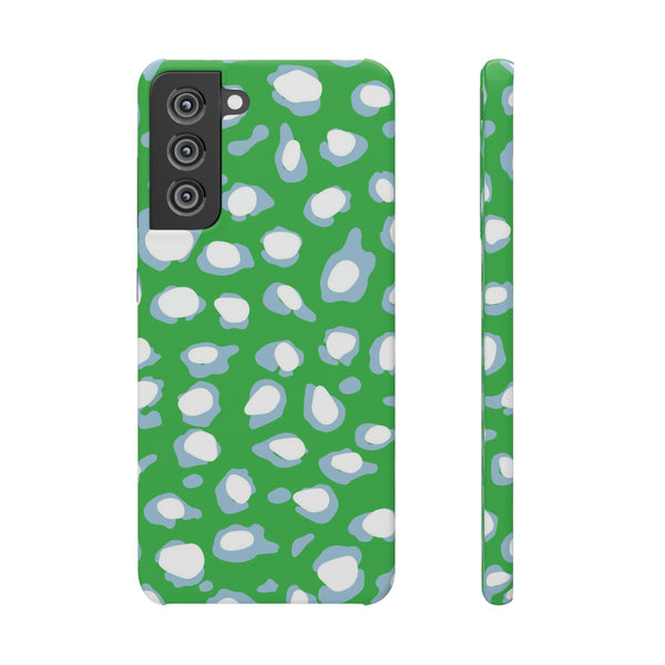 Preppy Leopard Kelly Green + Aqua Spots Protective Phone Case