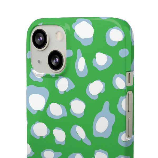 Preppy Leopard Kelly Green + Aqua Spots Protective Phone Case