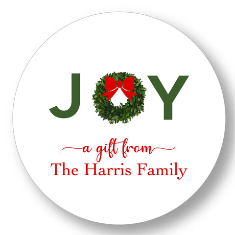 Holiday Gift Sticker Joy Red Bow