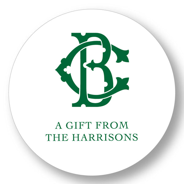 Holiday Gift Sticker Monogram Interlocking (More Colors Available)
