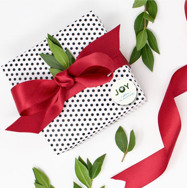 Holiday Gift Sticker JOY toile chinoiserie bow