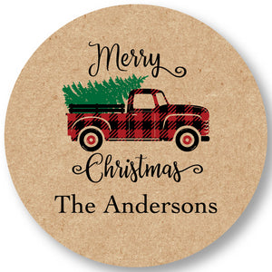 Holiday Gift Sticker Red Holiday Truck