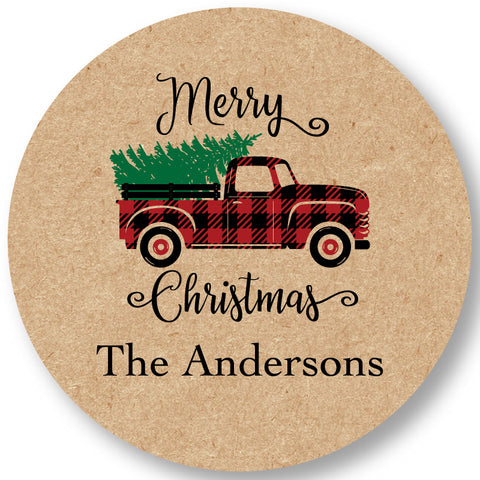Holiday Gift Sticker Red Holiday Truck