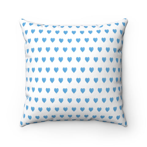 Preppy Watercolor Hearts Inspired in Blue pillow with insert - zip closure feminine teen room choose 14" 16" 18" or 20" Square