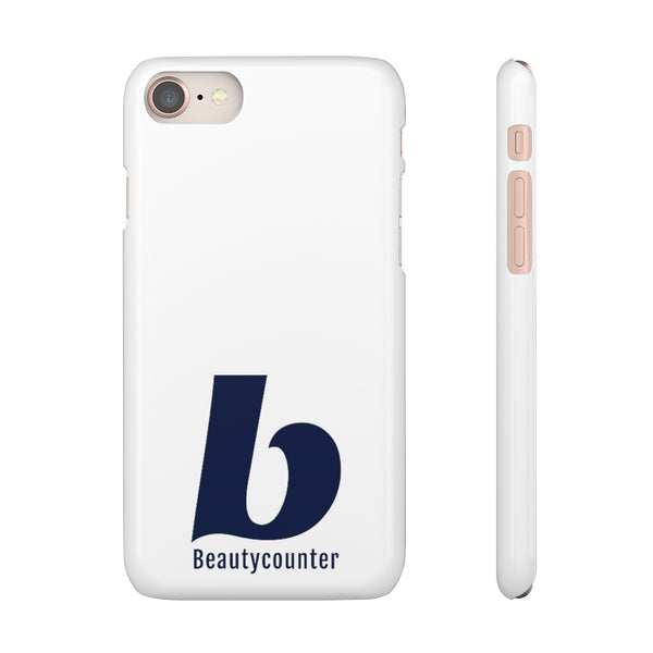 SLEEK Version Pretty Printing X Beautycounter Phone Case White with Navy Logo