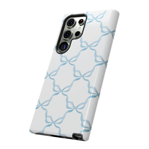 iPhone Tough Case Preppy Watercolor Bow Pattern Blue