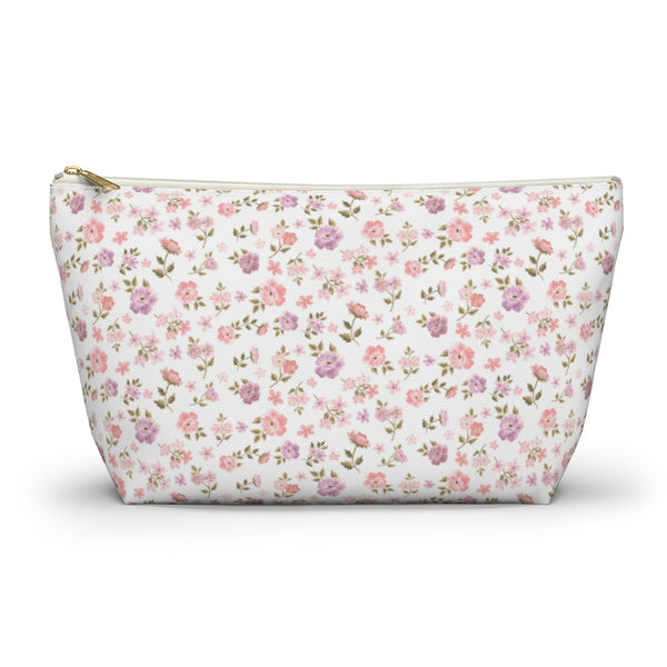 Preppy Floral Shabby Chic - Accessory Zip Pouch Available in Two Sizes
