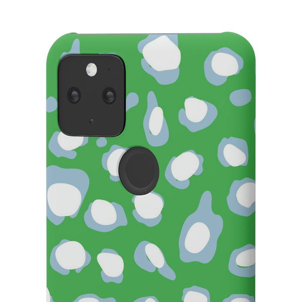 Preppy Leopard Kelly Green + Aqua Spots Protective Phone Case