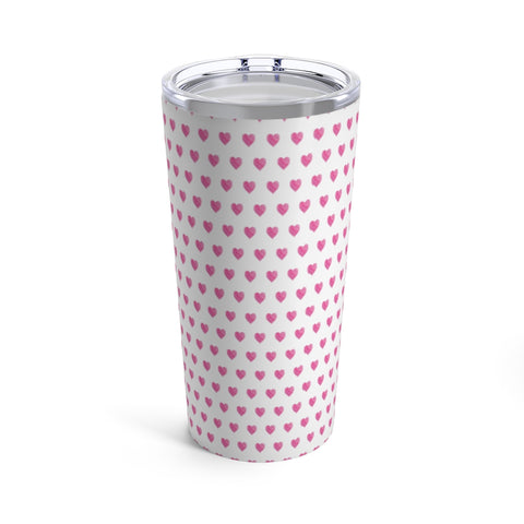 Preppy Watercolor Hearts in Pink Tumbler Drink stays cool 20oz