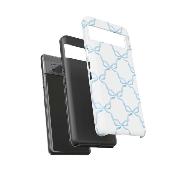 iPhone Tough Case Preppy Watercolor Bow Pattern Blue